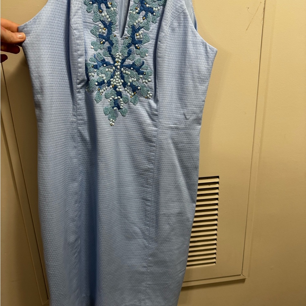 Lilly Pulitzer Blue Sleeveless Sheath Midi Dress